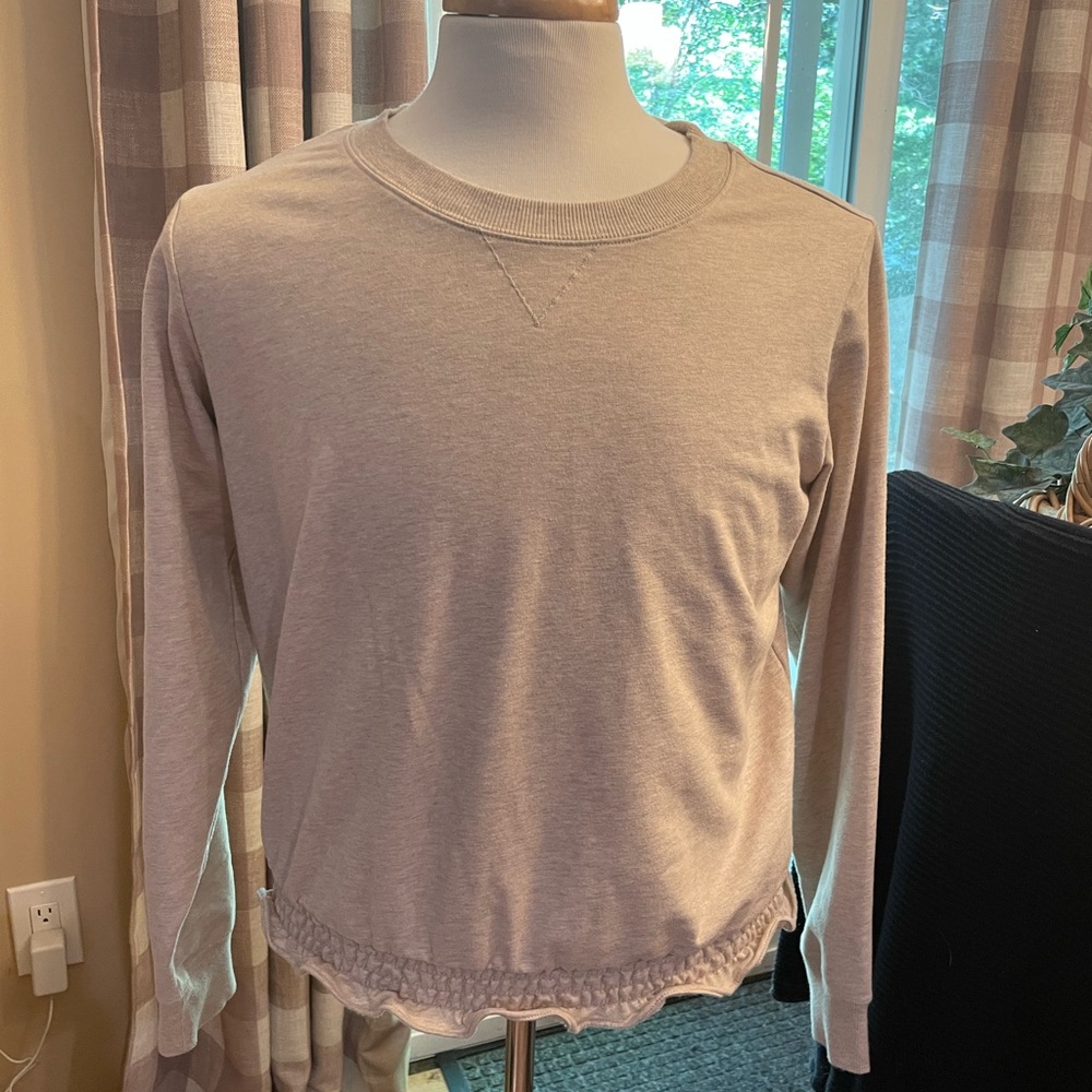 Michael Michael Kors lightweight oatmeal sweatshirt with elastic ruffle waist